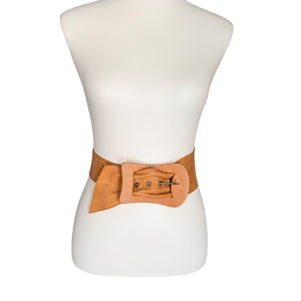 Vintage Y2K BCBG Max Azria Cognac Leather Wide Waist Belt M Statement